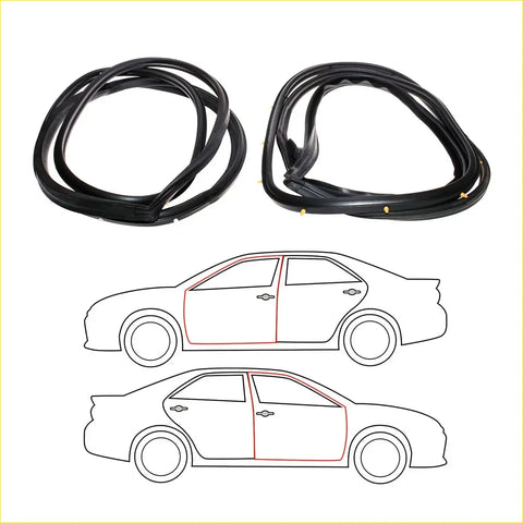 Black rubber front door weatherstrip set for mazda capella 626 telstar 1982-1987 with installation diagrams