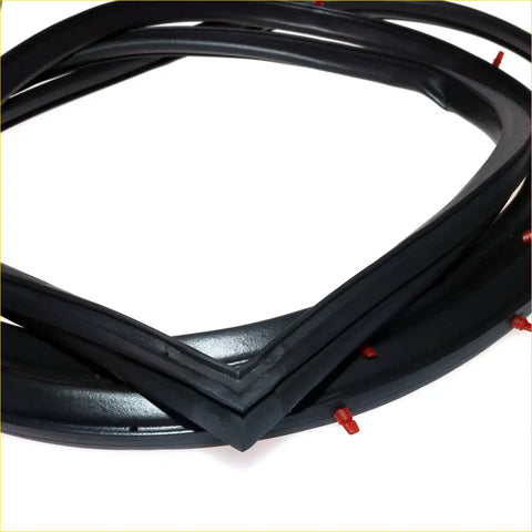 Front door weatherstrip set for nissan datsun 720 with black rubber seal and red fasteners from 1980 to 1986