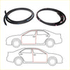 Black rubber front door weatherstrip set for Nissan Sylphy Almera Pulsar 2000-2005 with pink and blue tabs for easy install