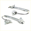 Silver front door window regulator assemblies with motor units and black wiring for Nissan Navara D21 King Cab