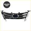 Front grill for Toyota Fortuner 2015-2018 with chrome finish, sleek horizontal slats, and central oval emblem