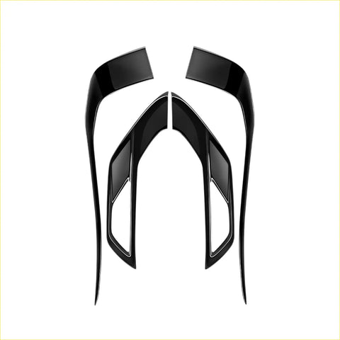 Black glossy plastic front grill molding trim protector cover with sleek angular design for mitsubishi outlander 2022-2024