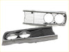 Chrome finished front grille set gray with two circular cutouts and horizontal slats for 72-78 toyota hilux rn20 rn25