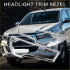 Shiny chrome front headlight trim bezel in silver for toyota hilux 2020-2021 models, set of 2 pieces