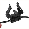 Black plastic wire clip with two hinged arms securing a black cable for front left abs wheel speed sensor toyota highlander