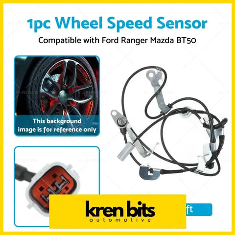 Front left abs wheel speed sensor for ford ranger pj pk 2.5l black and silver with coiled wire and metal connectors