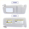 Front left passenger side light gray fabric sun visor for toyota venza 2009-2016 with built-in mirror and warning labels