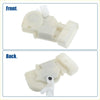 White plastic front left power door lock actuator for Toyota Echo 2000-2005 showing back with black pivot and white lever