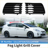 Front left and right black plastic fog light grill covers for toyota prius models 2004 to 2009