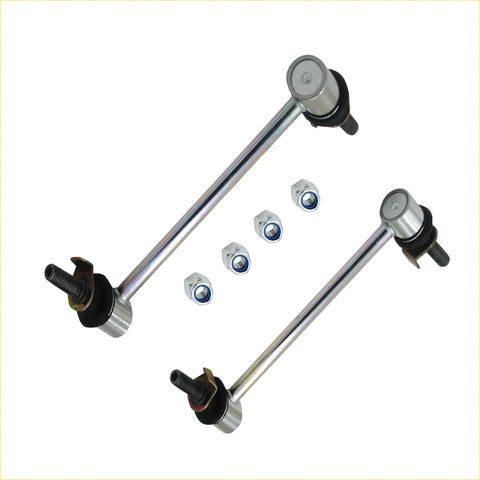 Silver metal front lh and rh stabiliser sway bar links with black rubber bushings and hex nuts for nissan elgrand e51