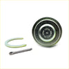 Silver metal ceramic pin retainer with circular base and ring for front lower ball joint assembly toyota hilux 2005-2015