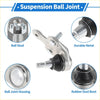 Front lower ball joints for toyota sienna 2010-2016 in silver and black with durable metal and rubber dust boot