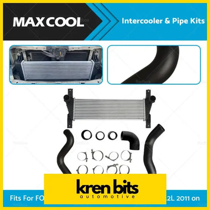 Silver aluminum front mount intercooler kit with black plastic brackets and rubber hoses for ford ranger px px2 mazda bt50