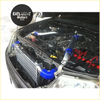 Front mount intercooler piping kit for toyota hilux vigo with blue and silver intake and metallic radiator in engine bay