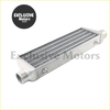 Silver aluminum front mount turbo intercooler with sleek ribbed core polished finish 550x180x65mm od 63mm