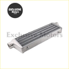 Front mount turbo intercooler in silver aluminum with sleek ribbed core and polished finish 550x180x65mm od 63mm