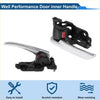 Silver finished front passenger side interior door handle with black plastic housing and red accent button for toyota rav4