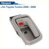 Gray plastic front passenger side interior door handle with red button for toyota tundra 2000-2006