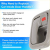 Gray plastic front passenger side interior door handle for toyota tundra with red rectangular button on latch