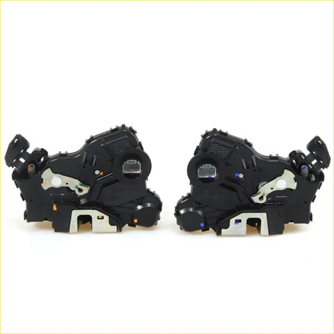 Black plastic front power door lock actuators with metallic parts for Toyota Hilux KUN15 2004-2016 shown from back side