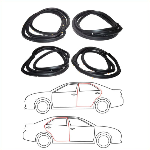 Black rubber front and rear door weatherstrip seals for datsun nissan sentra sunny b12 gxe car doors and windows