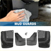 Black plastic front and rear mud flap splash guards with matte finish and molded contours for toyota hiace 2012-2018