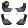 Black plastic front and rear mud flaps for Nissan Juke 2011-2014 shown from the back side