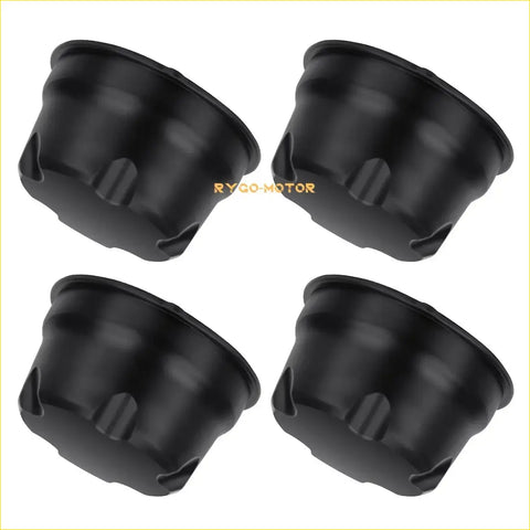 Black rubber front and rear wheel caps with textured ribbed surface and reinforced edges for suzuki ozark 250 lt-f250 2x4