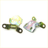 Two metallic iridescent front right door hinges with hexagonal and rectangular design for toyota hilux 4runner 1983-1991