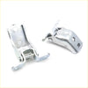 Front right door hinge set for Nissan Navara D22 NP300 Terrano silver metal with polished finish and pre-drilled holes