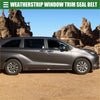 Gray weatherstrip window trim seal belt for front right door of toyota sienna minivan shown from the back side