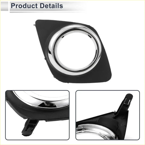 Front right fog light grill for toyota rav4 2009-2013 black plastic housing with polished chrome ring