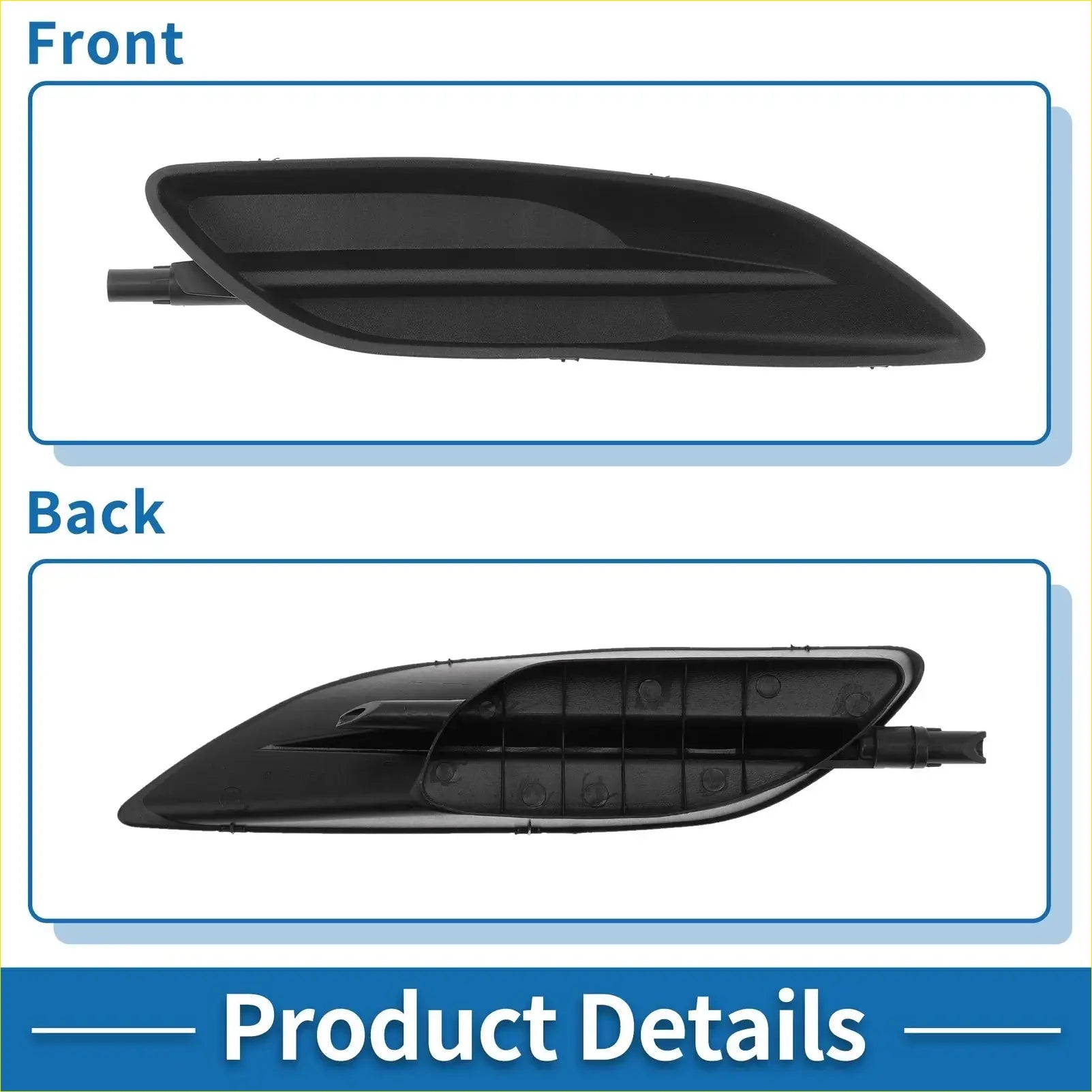 Black plastic front right fog light grill with sleek aerodynamic design and integrated mounting for Toyota Sienna 2006-2010