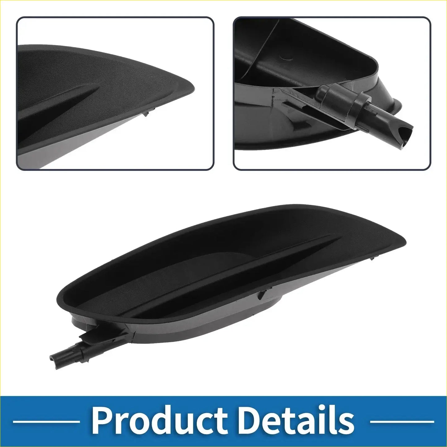 Front right fog light grill for Toyota Sienna 2006-2010 made of black plastic with sleek molded contours and elongated design