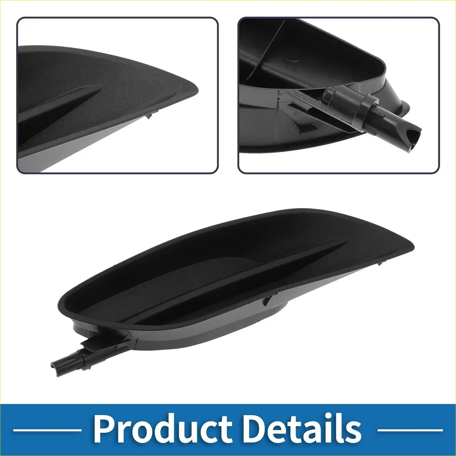 Front right fog light grill for Toyota Sienna 2006-2010 made of black plastic with sleek molded contours and elongated design