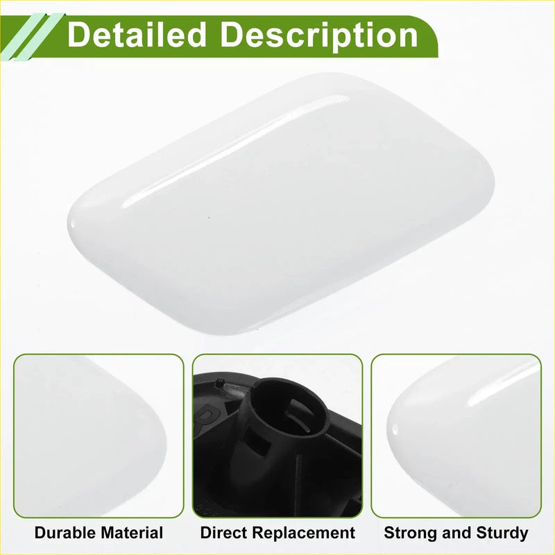 Front right washer nozzle cover for toyota avensis 2003-2008 white glossy plastic with rounded edges and central hole