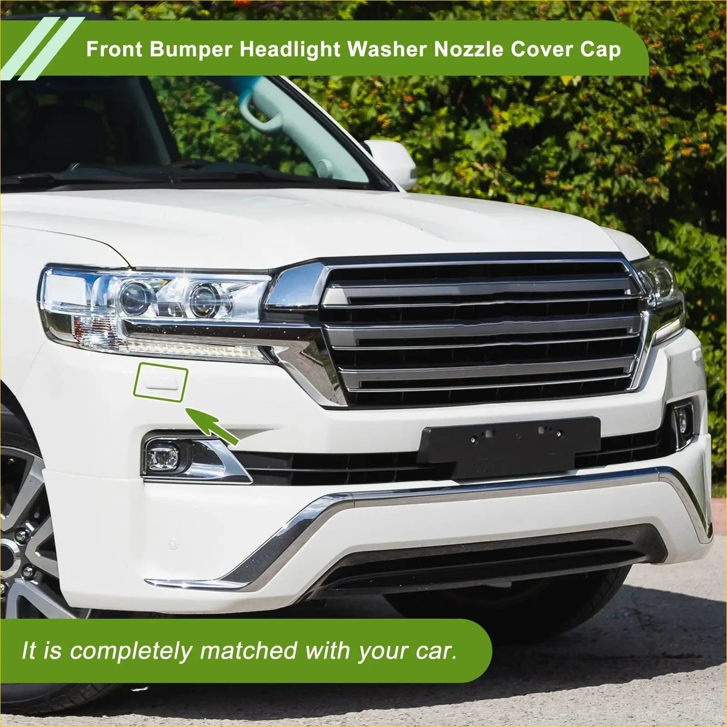 Front right chrome finished plastic cover cap for toyota prado 2012-2015 front bumper headlight washer nozzle in silver tone