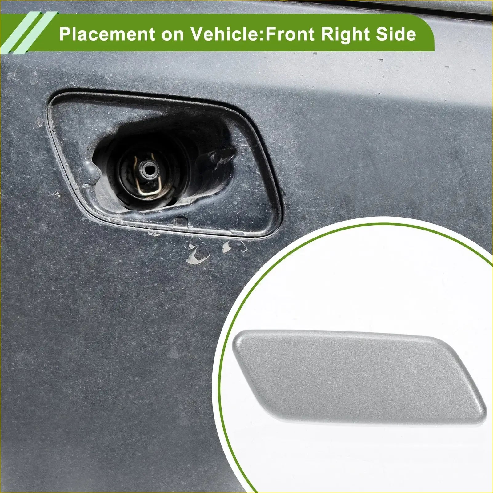 Gray matte plastic front right washer nozzle cover for toyota prado 2012-2015 with silver tone finish