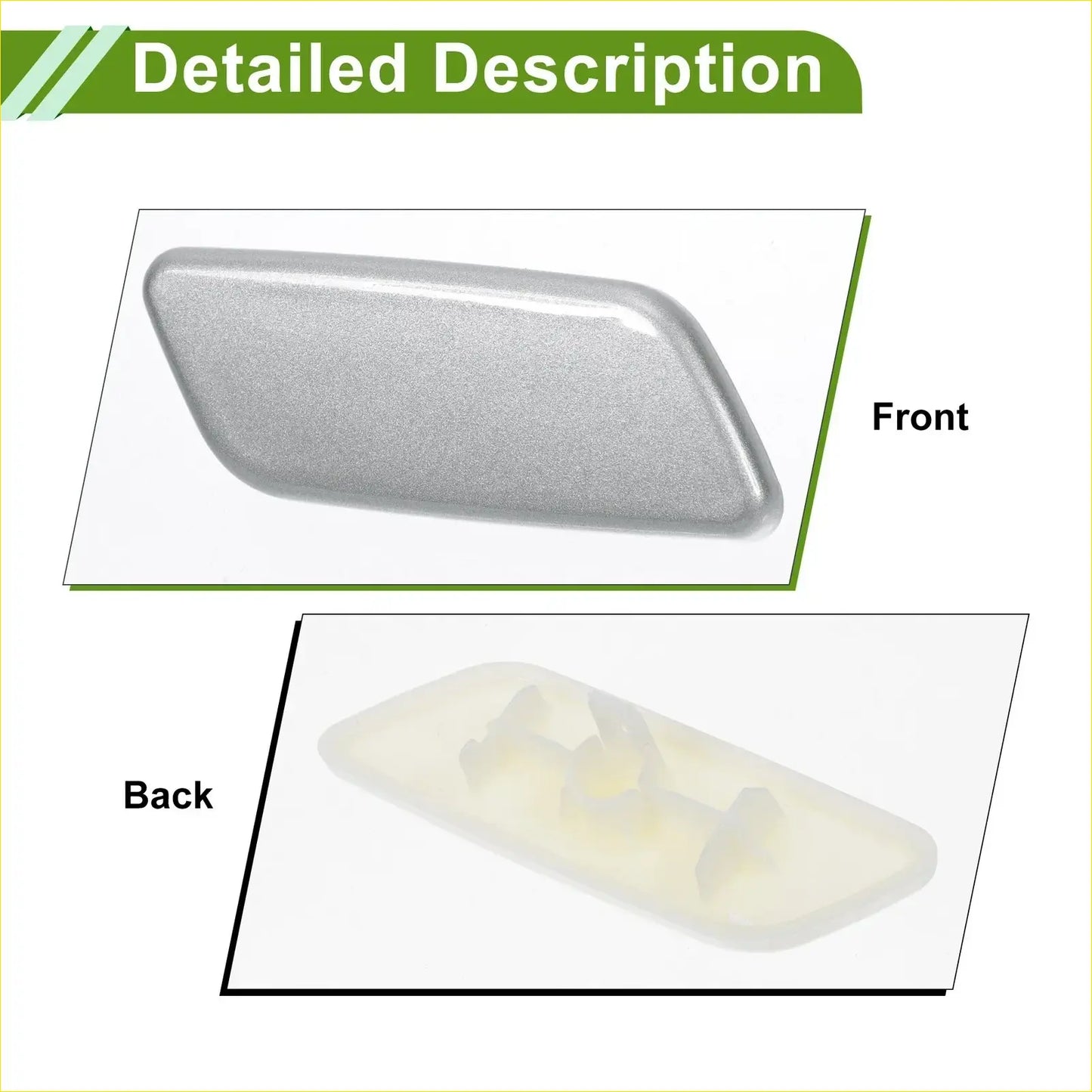 Front right washer nozzle cover for toyota prado 2012-2015 silver textured plastic with matte finish molded grips