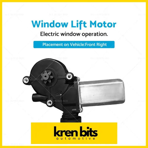 Black and silver electric window lift motor with 6 pins for front right Holden Colorado vehicle placement back view
