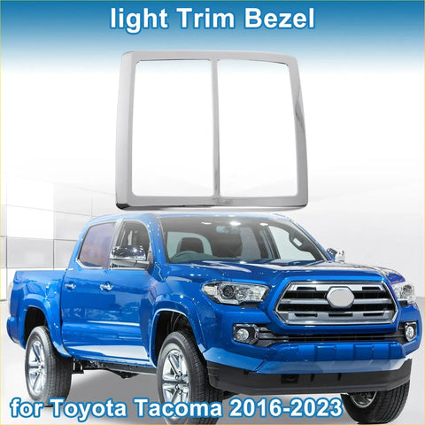 Silver light trim bezel for toyota tacoma 2016-2023 front row headlight trim bezel in silver finish