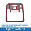 Front row headlight trim bezel for toyota tundra 2022-2023 matte gray and red light trim with sleek rectangular design