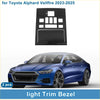 Black carbon fiber front row light trim bezel for toyota alphard vellfire 2023-2025 shown from the back side