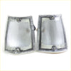 Front signal corner lights for mazda b2200 with clear rectangular textured lens and metallic frame from 1980-1993