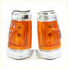 Pair of chrome finished orange front signal lights with textured lens for nissan datsun 720 1980-1989