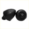 Black rubber front spring bumper upper for datsun nissan 720 1979-1986 showing valve cap with threaded stem and embossed text