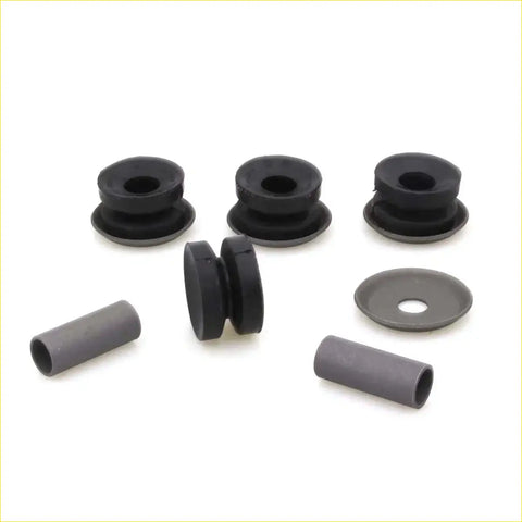 Set of black and gray rubber front tension rod bushings for suspension on datsun nissan ute 620 1972-1979