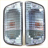 Front turn signal lights clear for nissan datsun 620 utility with textured grid pattern and black rubber edges