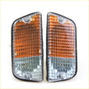 A pair of amber and clear rectangular side marker lights with textured lenses for front turn signal on nissan datsun 620