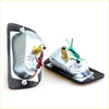 Silver metal front turn signal lights with black rubber bases and wiring for Nissan Datsun 620 1972-1975 1979